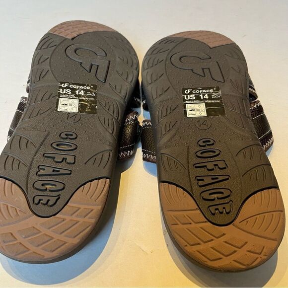 Coface Men\'s Sport Recovery Sandals Brown Slip on Size 14